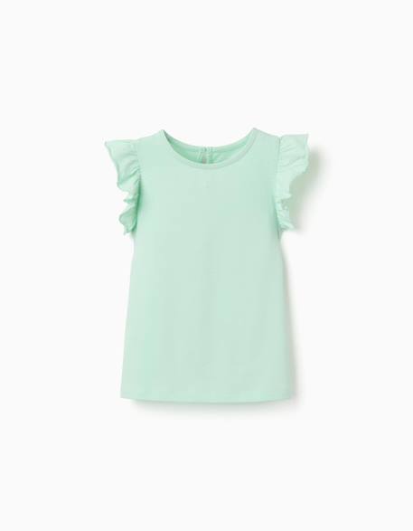 Fille-T-shirt, sous-pull-T-shirt-T-shirt avec manches à volants et col rond