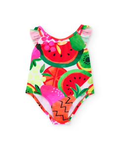 -Maillot de bain fille en maille avec volants aux bretelles