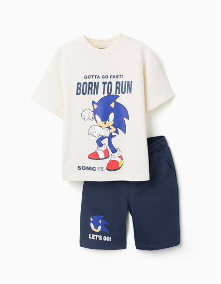 Garçon-Ensemble-Ensemble t-shirt et short en coton avec imprimé sonic