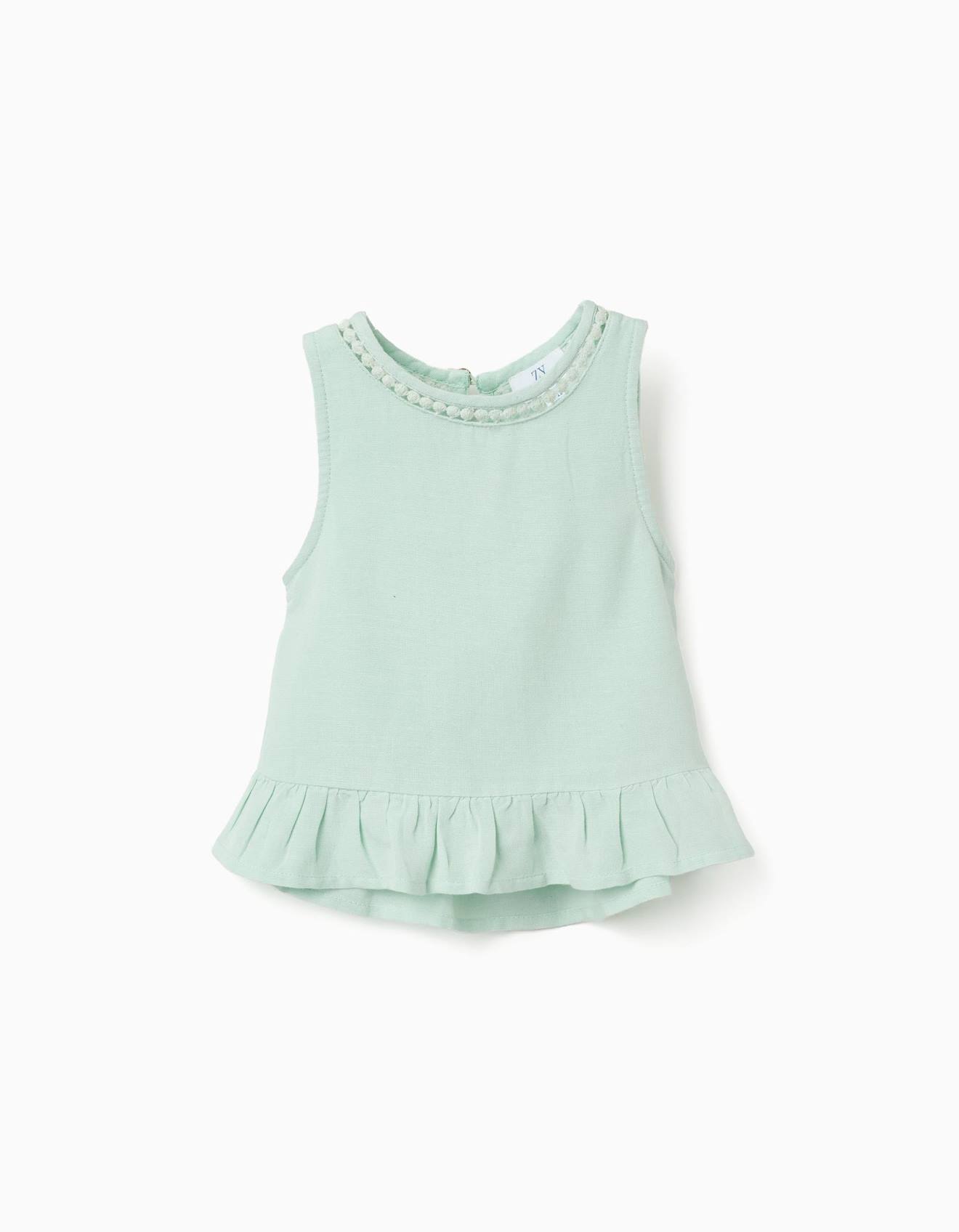 Blouse Sans Manches En Coton Et Lin Vert Clair 12 €
