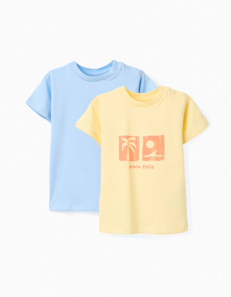 Bébé-Lot de 2 t-shirts en coton avec imprimés d'été