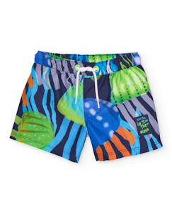 -Short de bain garçon en tissu chaîne et trame à séchage rapide