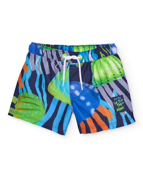 Short de bain garçon en tissu chaîne et trame à séchage rapide  - vertbaudet enfant