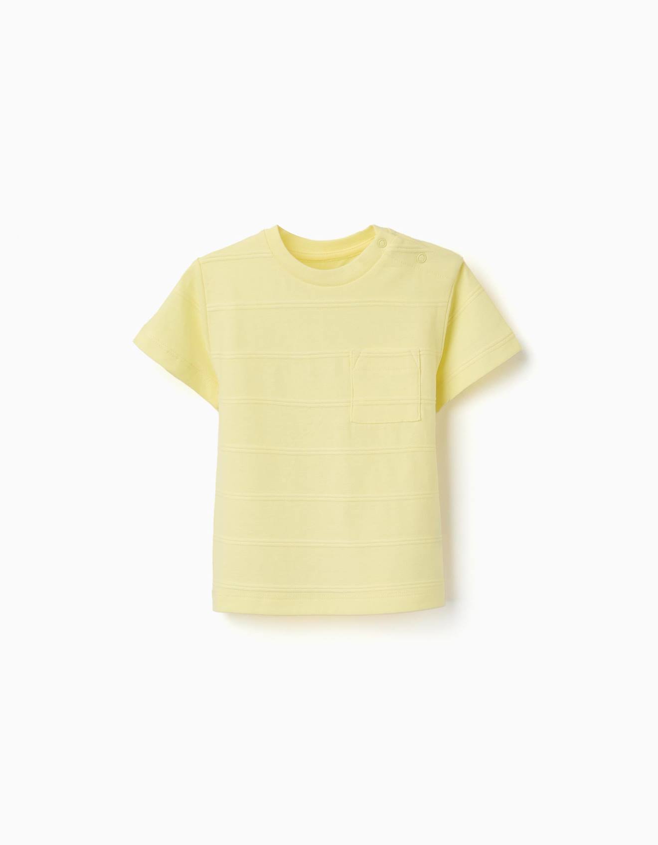T-shirt En Coton Avec Lignes En Relief Et Poche Jaune 12 €