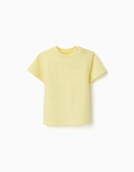 Bébé-T-shirt en coton avec lignes en relief et poche