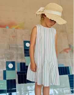 -Robe sans manches en coton à rayures ethniques b&s