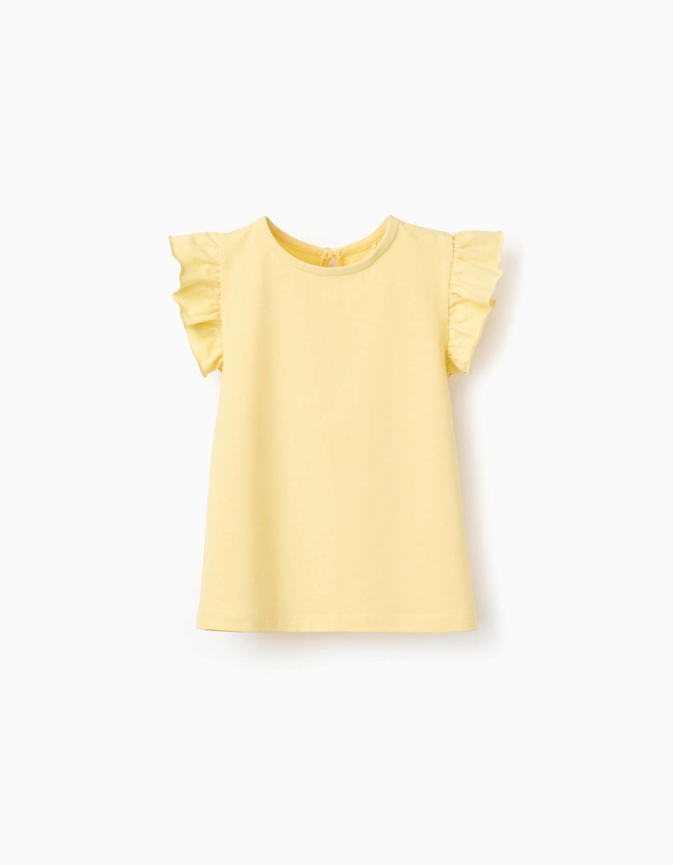 T-shirt Avec Manches Volants Et Col Rond Jaune Clair 8 €
