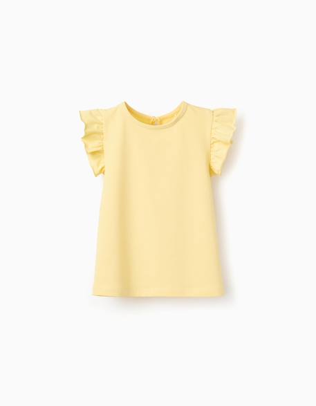Fille-T-shirt, sous-pull-T-shirt-T-shirt avec manches à volants et col rond