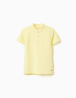 Polo en coton avec lignes en relief et col mao  - vertbaudet enfant