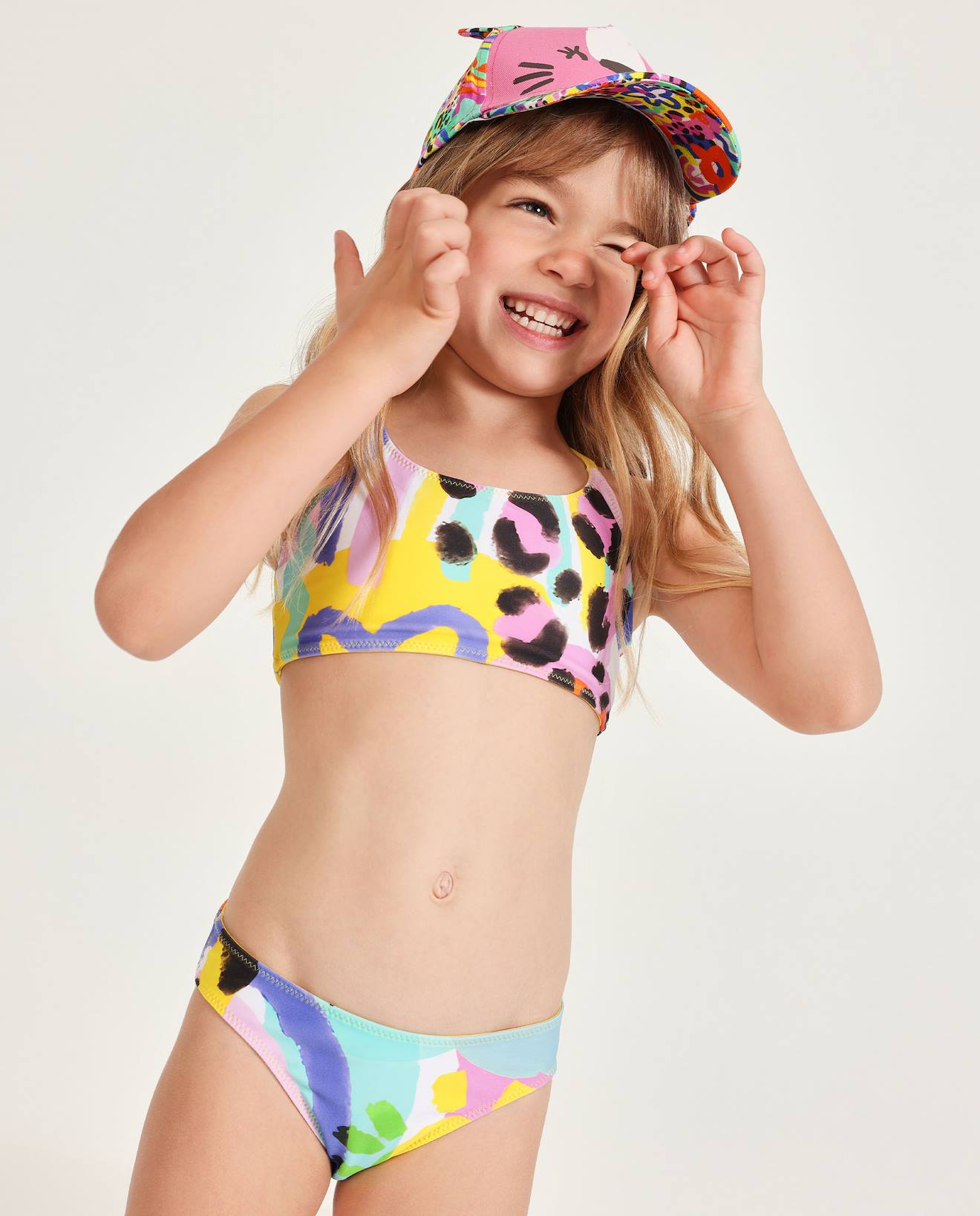 Bikini Pour Fille En Maille Avec Motif Abstrait Jaune 22 €