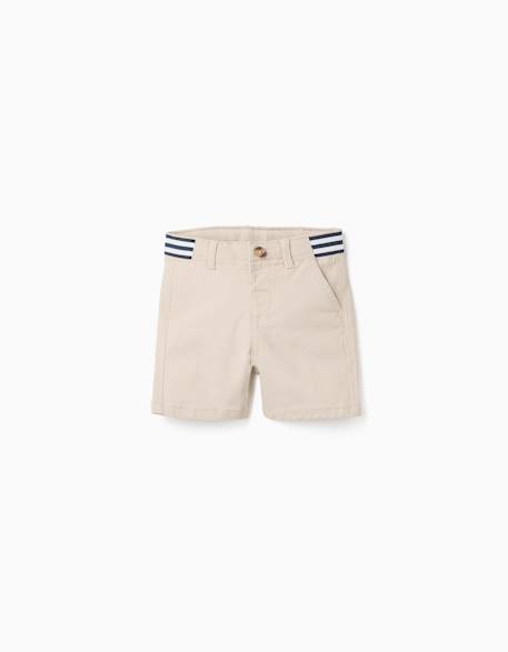 Bébé-Short-Short chino en sergé avec bande à rayures