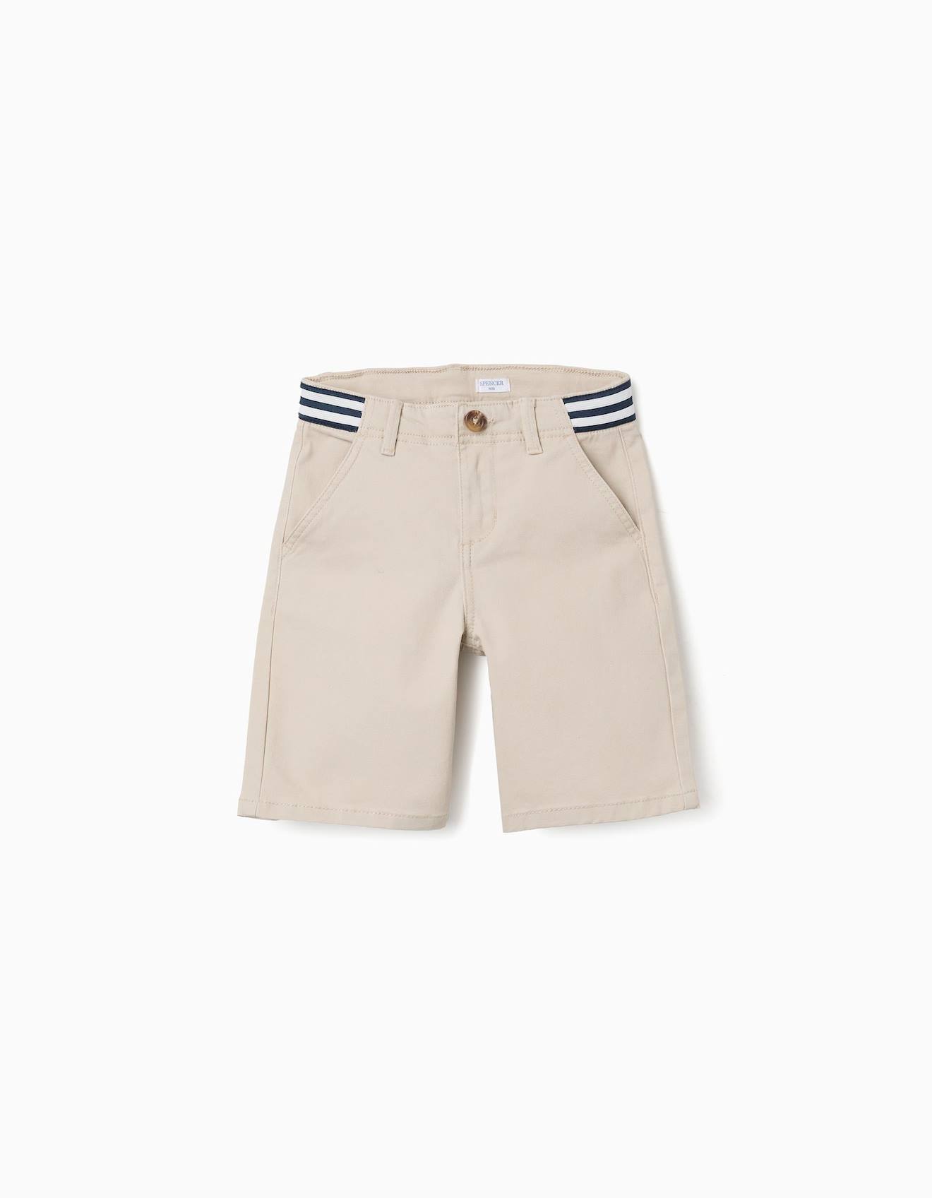 Short Chino En Serg Avec Bande Rayures Beige Clair 16 €