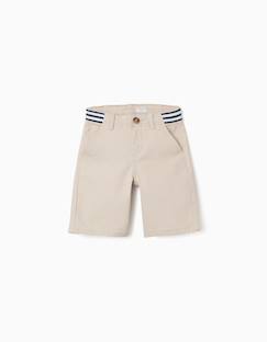 -Short chino en sergé avec bande à rayures