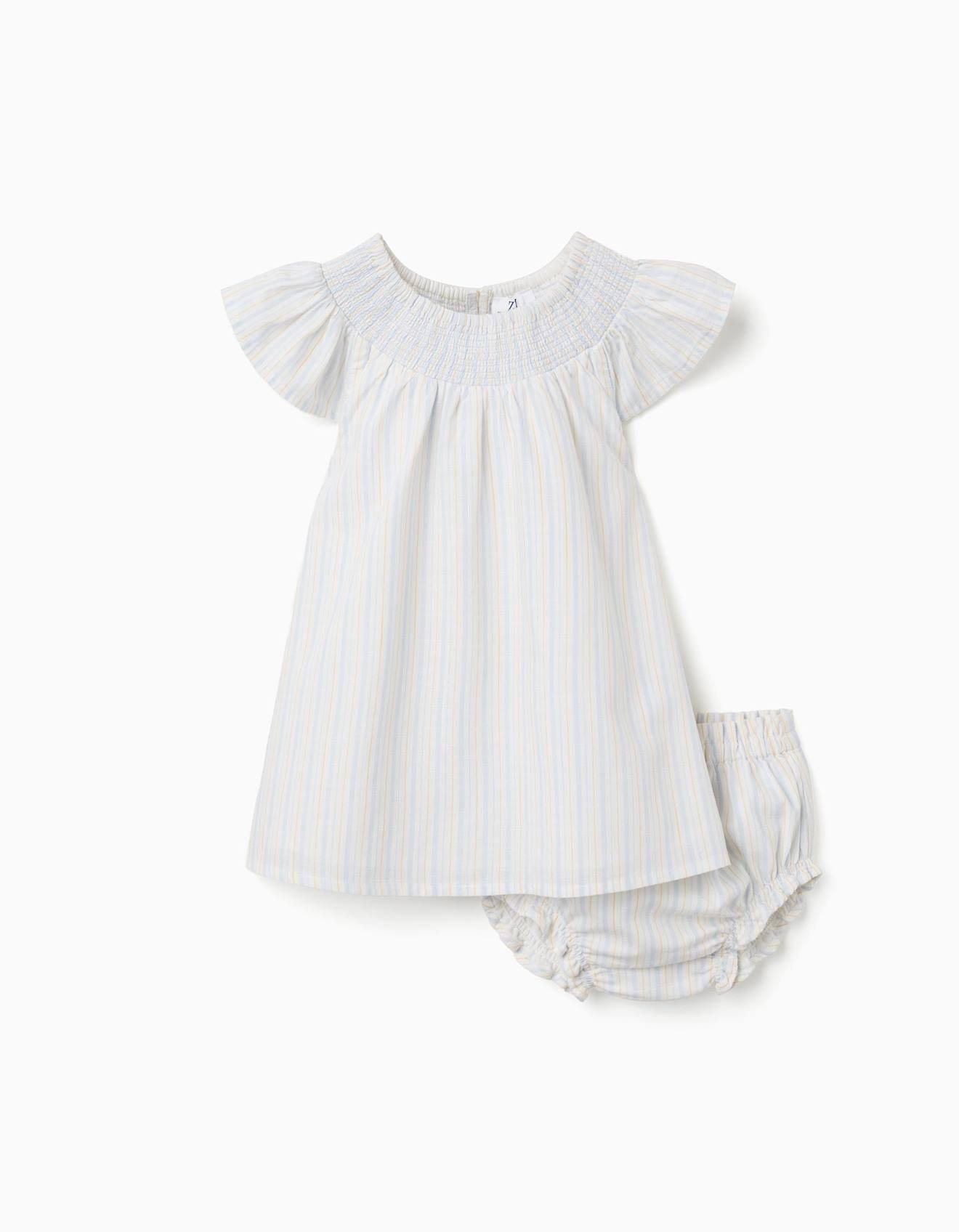 Robe Et Bloomer En Coton Rayures Bs Bleu Clair 27$