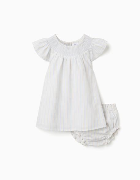 Bébé-Robe et bloomer en coton à rayures b&s
