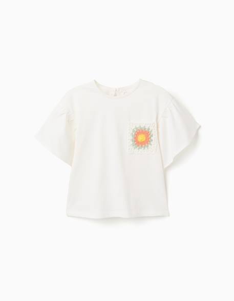 Fille-T-shirt, sous-pull-T-shirt-T-shirt en coton avec poche au crochet
