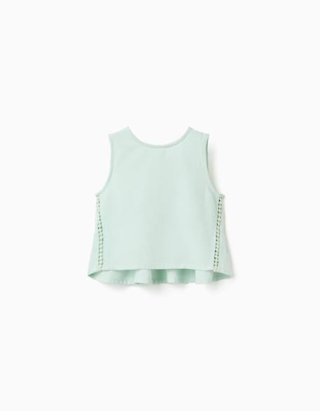 Fille-Blouse sans manches en coton et lin avec volants