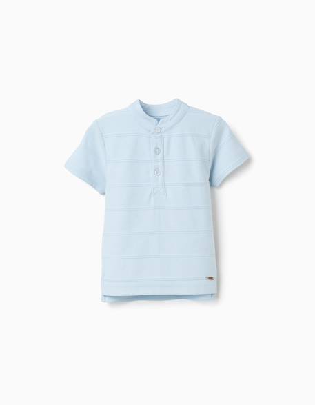 Bébé-Polo en coton avec lignes en relief et col mao