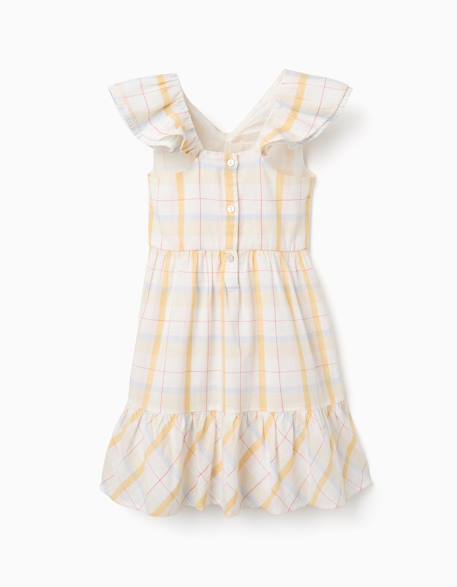Robe en coton à carreaux avec volants b&s Blanc 3 - vertbaudet enfant 