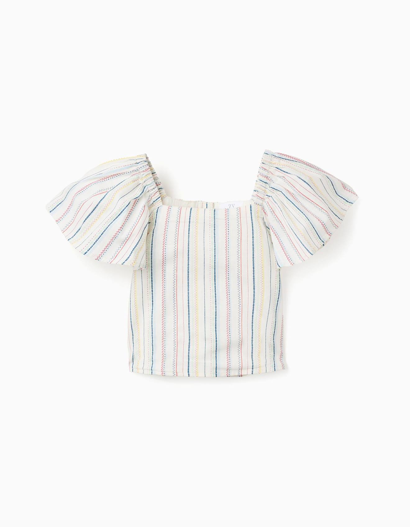 Blouse En Coton Rayures Ethniques Bs Blanc 17 €