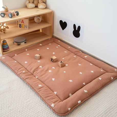 Tapis de parc et jeu - jersey moelleux Flower print+Gold dots print+Piuma ecru+Piuma moka+Stars grizou 21 - vertbaudet enfant 