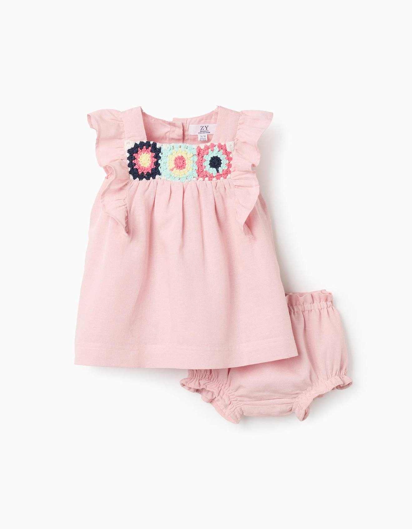 Robe Et Bloomer En Coton Et Lin Rose Clair 22 €