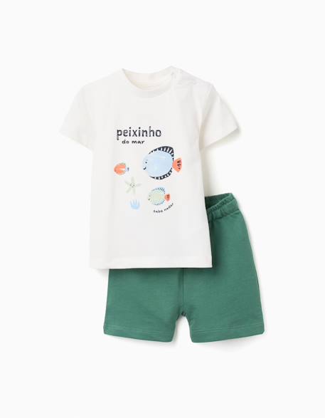 Bébé-T-shirt en coton avec imprimé poisson + short