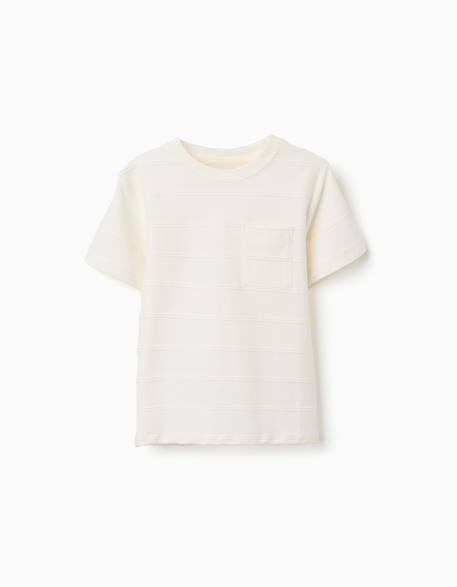 Garçon-T-shirt en coton avec lignes en relief et poche