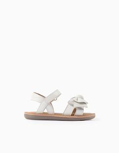Chaussures-Chaussures bébé 17-26-Marche fille 19-26-Sandales en cuir avec nœud décoratif