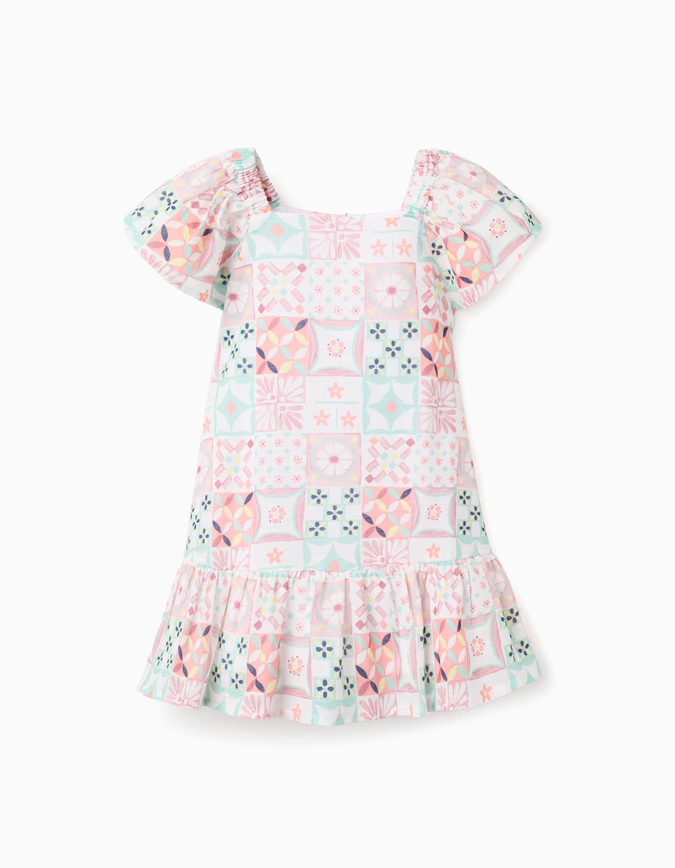 Robe En Coton Avec Motif Mosaïque Blanc