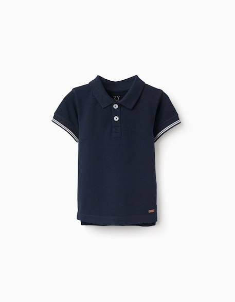 Bébé-Polo en piqué de coton à manches à rayures