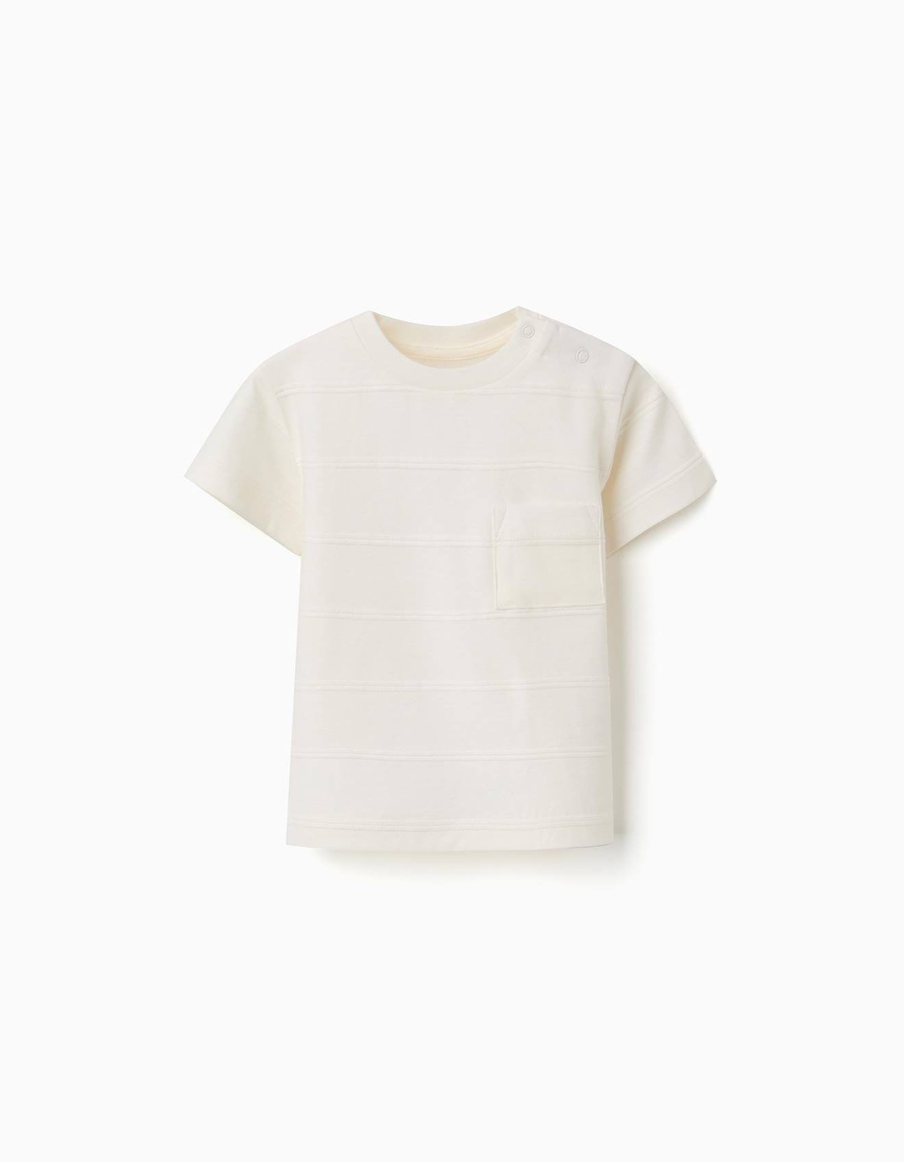 T-shirt En Coton Avec Lignes En Relief Et Poche Blanc 12 €
