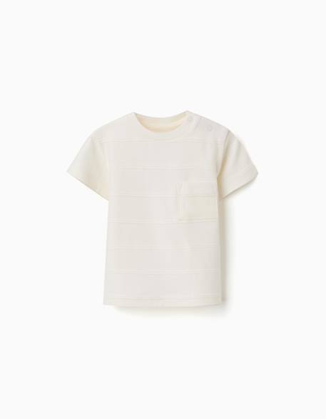 Bébé-T-shirt en coton avec lignes en relief et poche