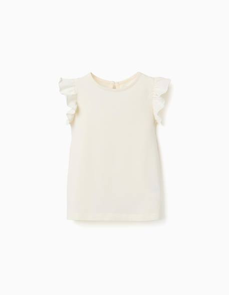 Fille-T-shirt, sous-pull-T-shirt-T-shirt avec manches à volants et col rond