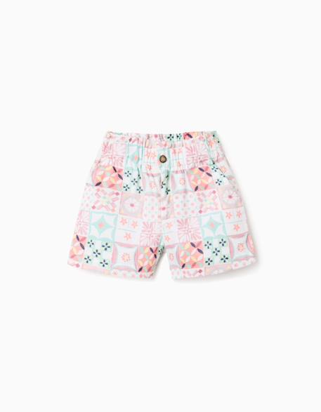 Fille-Short en coton avec motif mosaïque