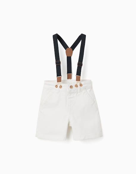 Bébé-Short-Short midi en sergé avec bretelles amovibles