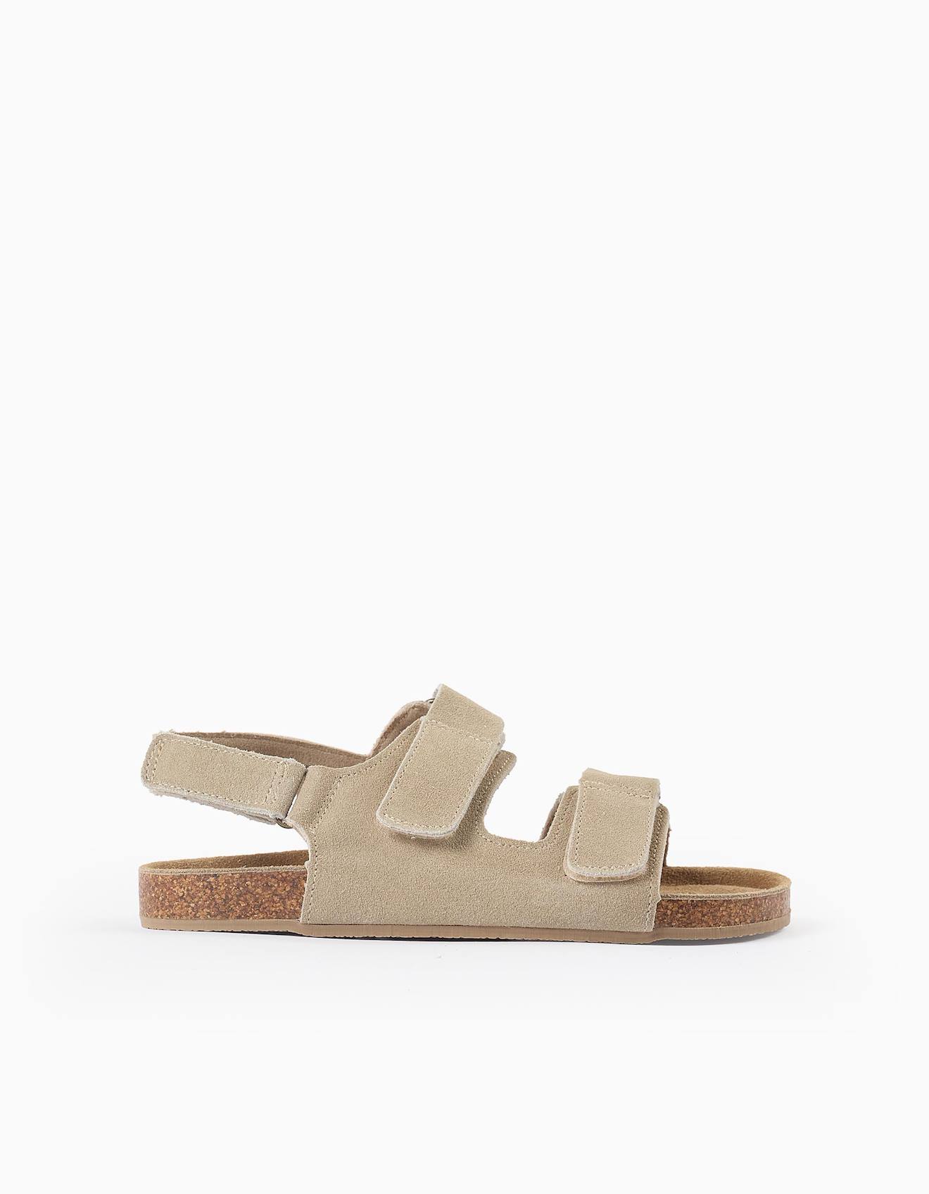 Sandales En Daim À Semelle Intérieure En Liège Beige Clair Sandales En Daim À Semelle Intérieure En Liège Beige Clair