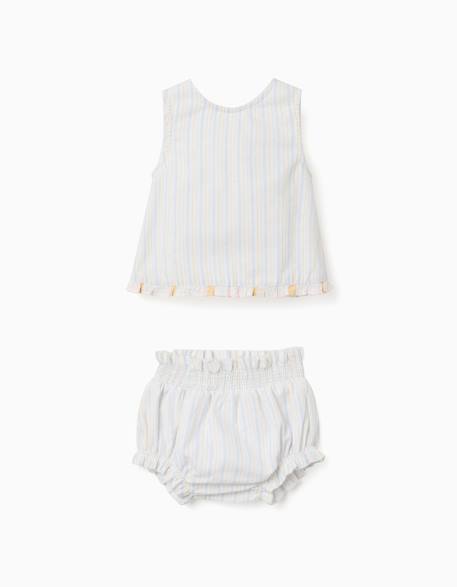 Bébé-Ensemble-Blouse en coton à rayures + bloomer b&s