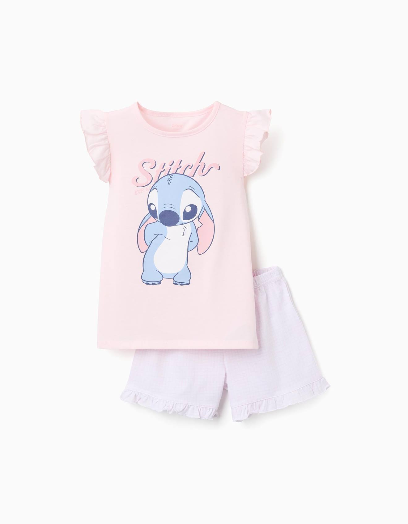 Pyjama Manches Courtes En Coton Avec Imprim Stitch Rose Clair 23 €