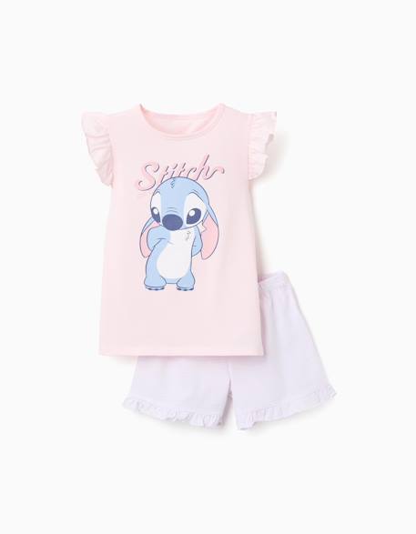 Fille-Pyjama à manches courtes en coton avec imprimé stitch
