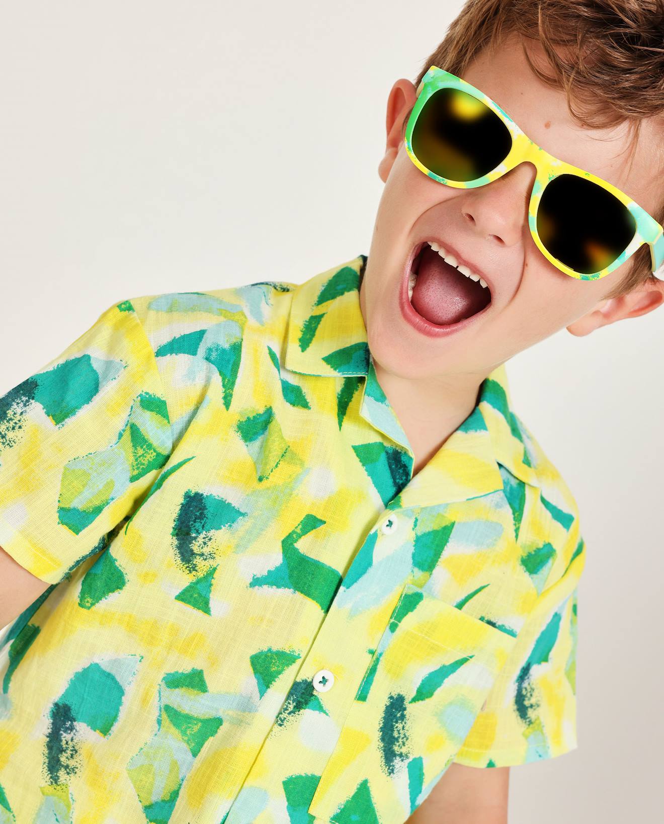 Chemise Garçon À Motif Abstrait Jaune