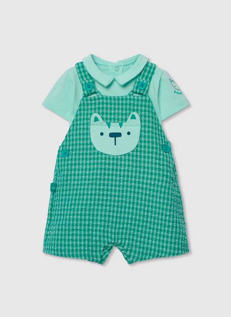 Bébé-Ensemble-Ensemble pour bébé avec salopette et t-shirt en coton à carreaux