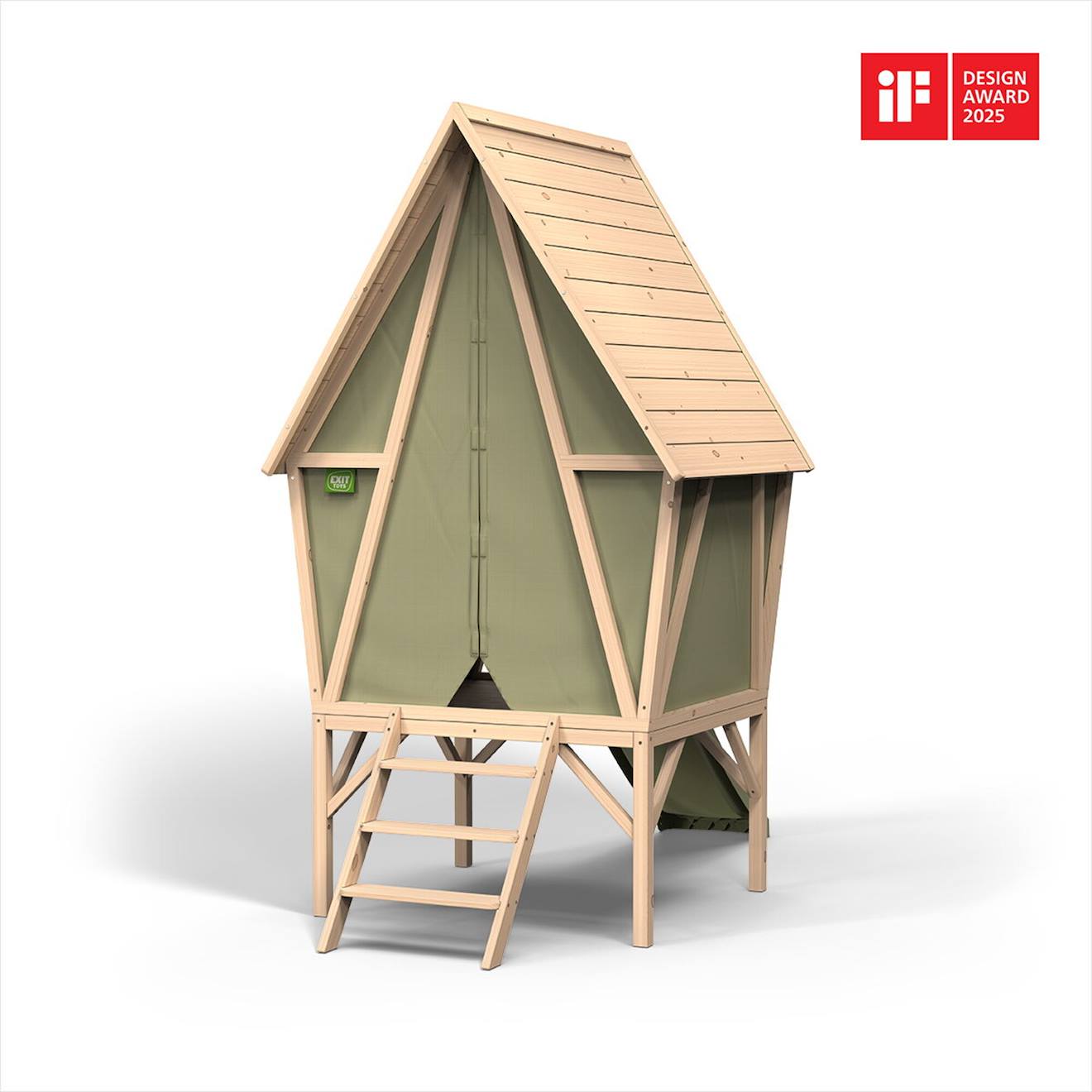 Maisonnette Tente Bois Fsc Avec Toboggan Yuki 300 Naturel/vert
