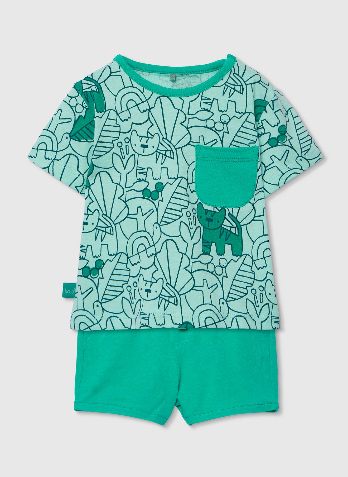 Ensemble T-shirt Et Short Bb Imprim Coton Multicolore 18$