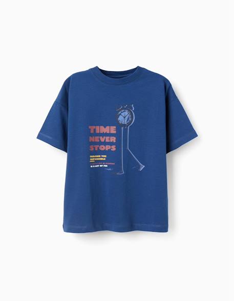 Garçon-T-shirt en coton avec imprimé time never stops