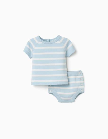 Bébé-Ensemble-Haut et short en maille à rayures