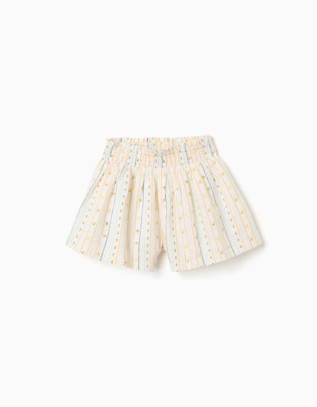 Fille-Short en coton avec motif floral et taille élastique