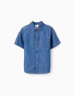 -Chemise à manches courtes en jean avec poche