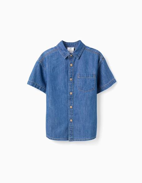 Garçon-Chemise à manches courtes en jean avec poche