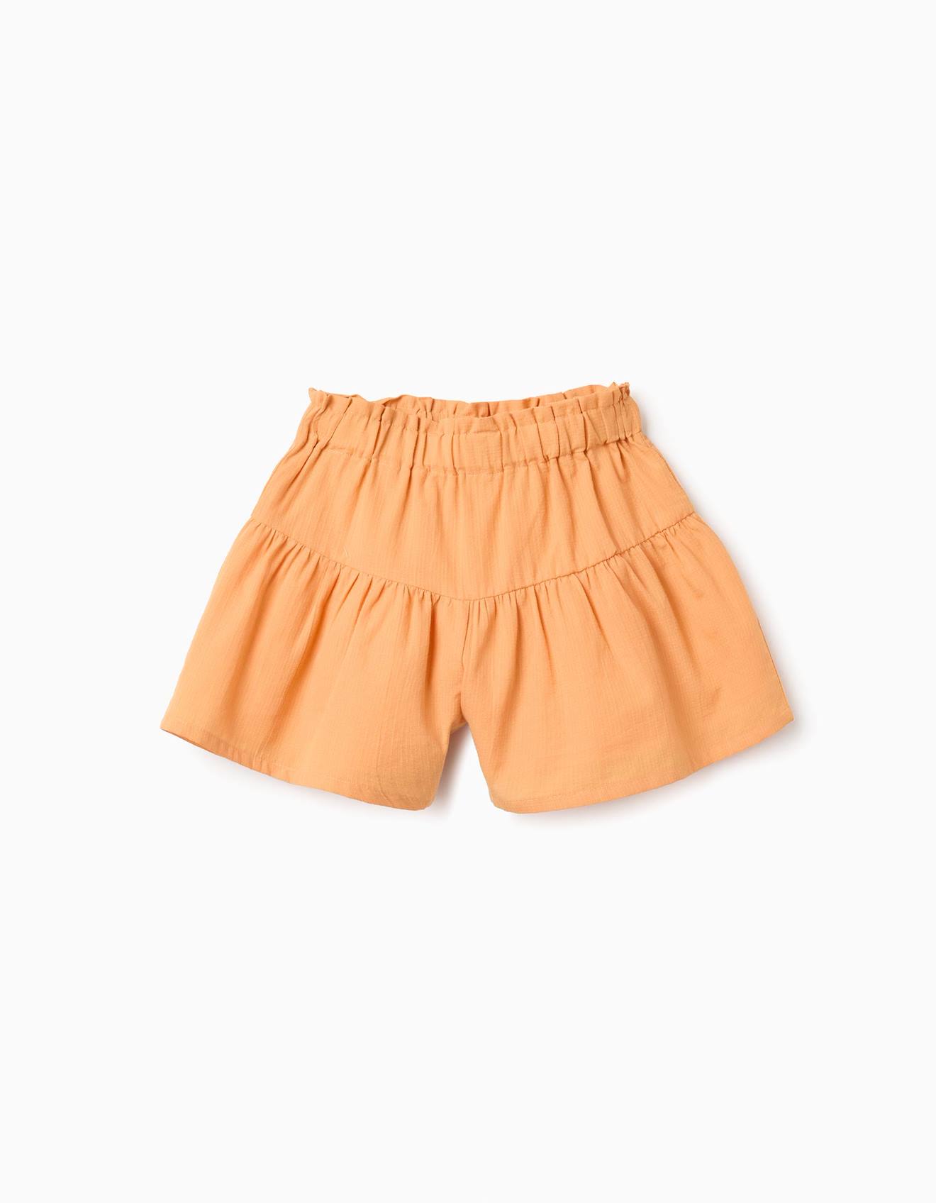 Short En Coton Avec Doublure Et Taille Paperbag Jaune Foncé